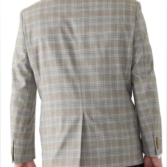 Michael Kors 38R Blue Plaid Men's Sport Coat Classic Fit Windowpane Blazer